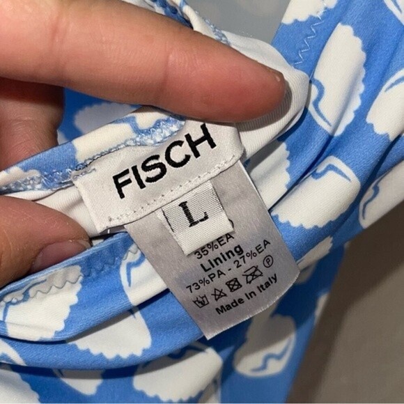 fisch one piece scoop neck coquille seashell motif pattern swimsuit - Picture 9 of 11
